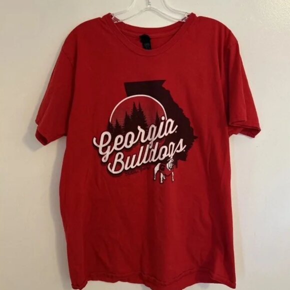 Georgia Bulldogs Retro Graphic State Outline T-Shirt Hanes Nano Tee Athens GA XL - Picture 1 of 6